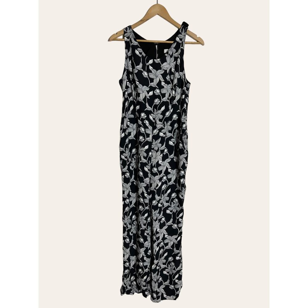 Sandro Paris Black White Floral Print Paradise Sleeveless Jumpsuit Size 4 - Picture 4 of 9